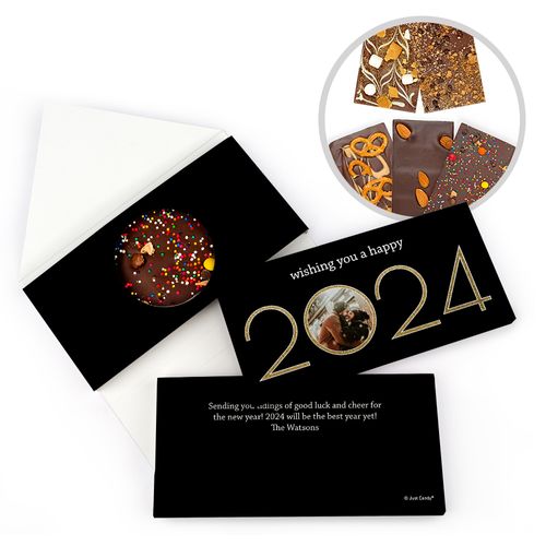 Personalized Glitter Photo New Year's Gourmet Infused Belgian Chocolate Bars (3.5oz)
