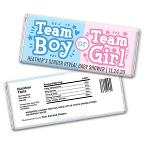Personalized Bonnie Marcus Boy or Girl Gender Reveal Chocolate Bar Wrappers Only