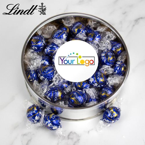 Personalized Add Your Logo Extra Large Silver Lindt Gift Tin