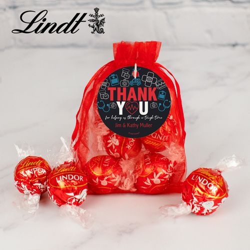 Personalized Business Lindt Truffle Organza Bag Medical Thanks