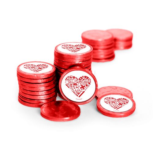 Nurse Appreciation Nurse's Heart Chocolate Coins with Stickers (84 Pack)