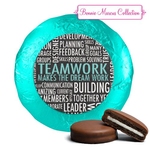 Personalized Bonnie Marcus Collection Teamwork Word Cloud Assembled Belgian Chocolate Covered Oreos (24 Pack)