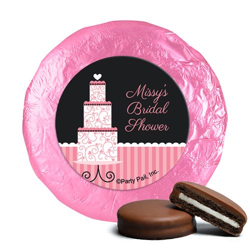 Personalized Bridal Shower Pink Cake Milk Chocolate Covered Oreos