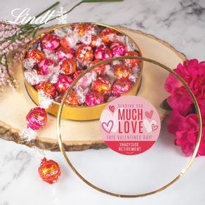 Personalized Valentine's Day Large Plastic Tin with Lindt Truffles (20pcs)