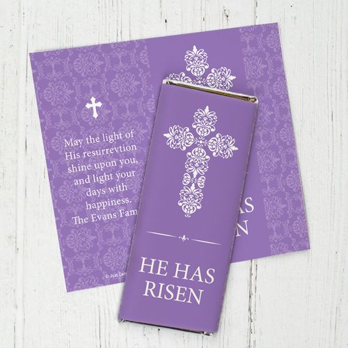 Personalized Easter Purple Cross Chocolate Bar Wrappers