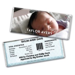 Bonnie Marcus Collection Personalized Chocolate Bar Wrapper Photo Birth Announcement