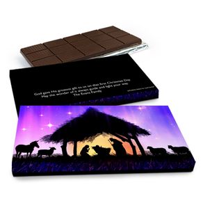 Deluxe Personalized Christmas Holy Night Chocolate Bar in Gift Box (3oz Bar)