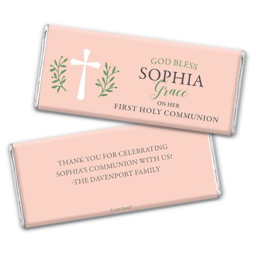 Personalized Communion God Bless Pink Chocolate Bars