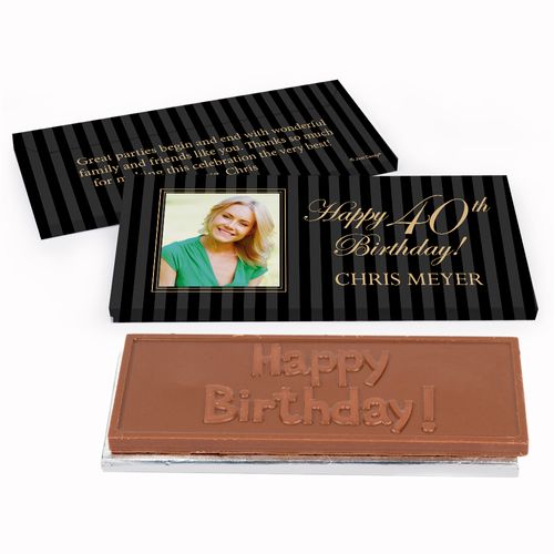 Deluxe Personalized Photo 40th Birthday Chocolate Bar in Gift Box