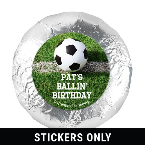 Personalized Birthday Soccer Balls 1.25" Stickers (48 Stickers)