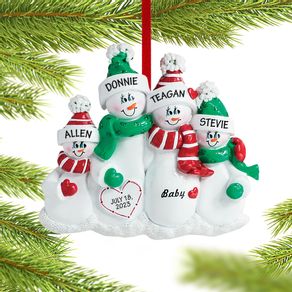 Personalized Pregnant Snowman Family of 4