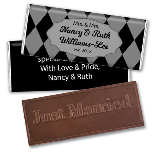 Personalized Lesbian Wedding Mrs. & Mrs. Regal Embossed Chocolate Bar