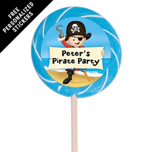 Birthday Personalized 3" Swirly Pop Pirate Theme (12 Pack)