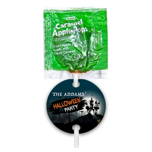 Personalized Halloween Spooky Caramel Apple Pops with Gift Tags (48 pops)