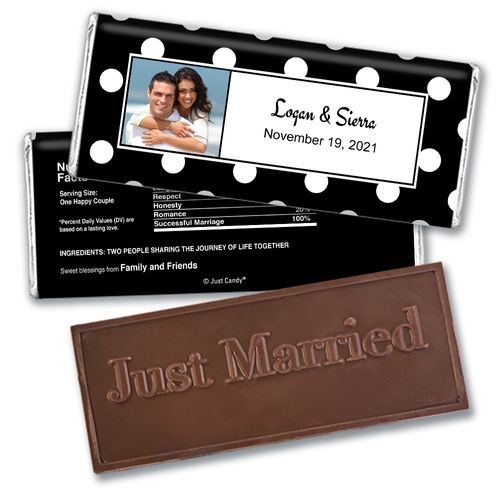 Personalized Wedding Favor Embossed Chocolate Bar Polka Dots