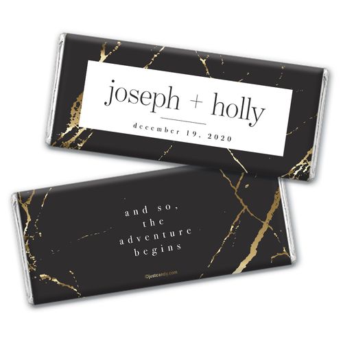 Personalized Black & Gold Marble Wedding Chocolate Bar Wrappers Only