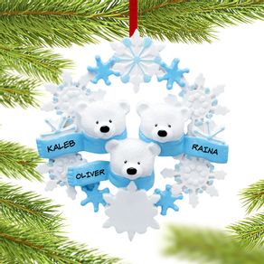 Personalized Snowflake Polar Bears 3