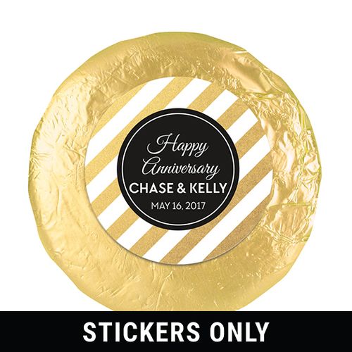 Personalized Anniversary Shimmering Stripes 1.25" Sticker (48 Stickers)