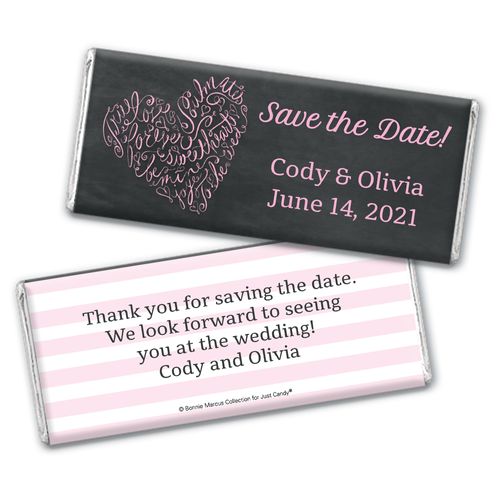 Sweetheart Swirl Save the Date Personalized Candy Bar - Wrapper Only