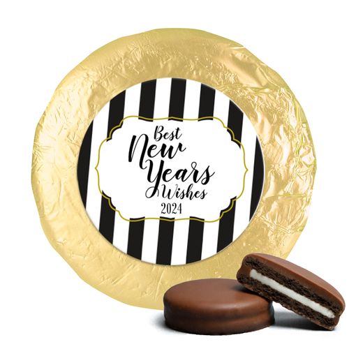 New Year's Eve Stripes Milk Chocolate Covered Oreo Cookies with Gold Foil