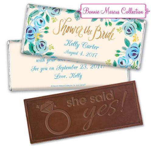 Here's Something Blue Bridal Shower Favors Personalized Embossed Bar Assembled