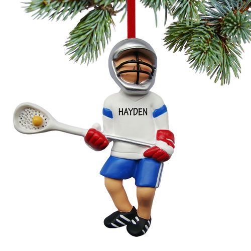 Personalized Lacrosse Boy with Ball in Net