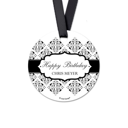 Personalized Birthday Baroque Monogram Round Favor Gift Tags (20 Pack)