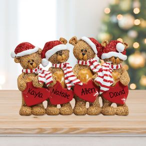 Personalized Bears With Hearts Family 4 Table Decoration
