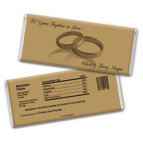 Anniversary Personalized Chocolate Bar Wrappers Rings