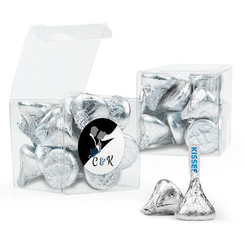 Personalized Wedding Favor Assembled Clear Box Filled with Hershey's Kisses