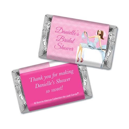 Personalized Mini Wrappers Only - Bonnie Marcus Bridal Shower Beautiful Bride with Bow Brunette