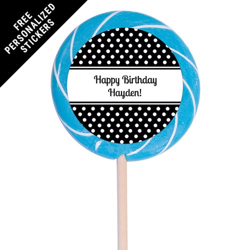Birthday Personalized 3" Swirly Pop Polka Dot (12 Pack)