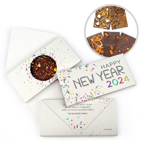 Personalized Colorful Confetti New Year's Gourmet Infused Belgian Chocolate Bars (3.5oz)