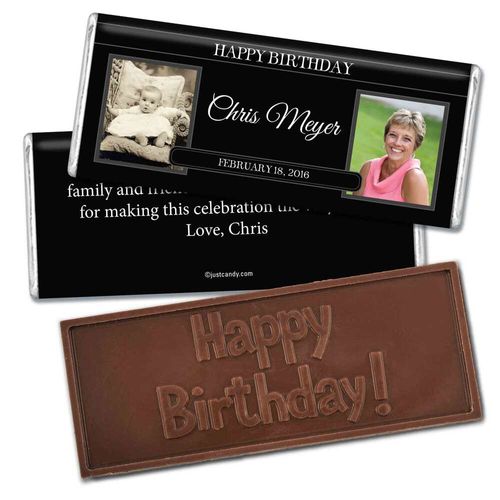Birthday Personalized Embossed Chocolate Bar Monogram Then & Now Photos
