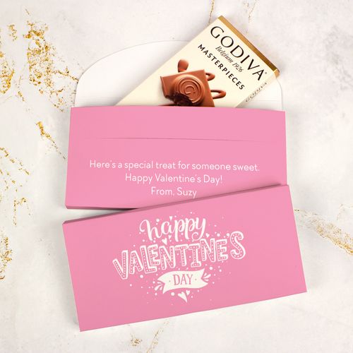 Deluxe Personalized Valentine's Day Hearts & Hugs Add Your Logo Godiva Chocolate Bar in Gift Box