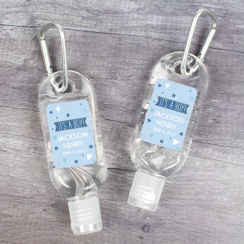 Personalized Baby Shower It's A Boy! Hand Sanitizer with Carabiner - 1 fl. Oz.