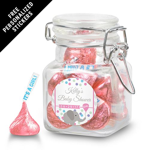 Baby Shower Personalized Latch Jar Chevron Dots (12 Pack)