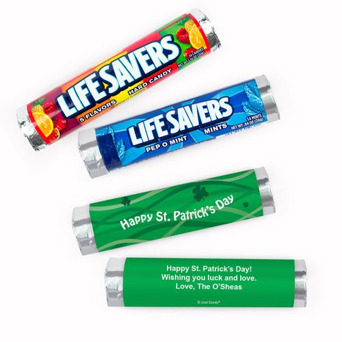 Personalized St. Patrick's Day Clover Ribbons Lifesavers Rolls (20 Rolls)