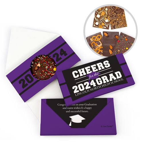 Personalized Cheers Grad! Graduation Gourmet Infused Belgian Chocolate Bars (3.5oz)