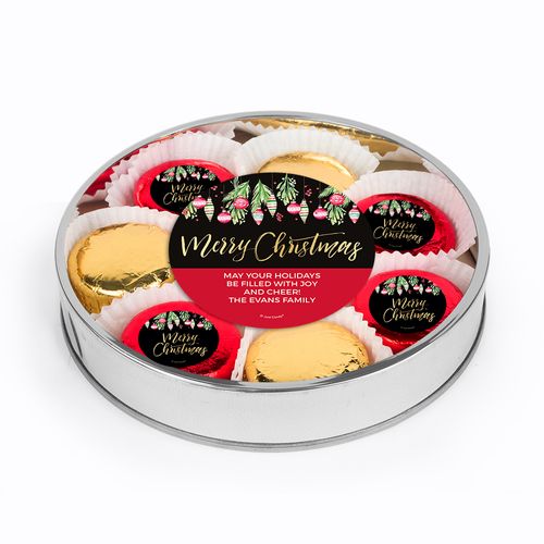 Personalized Christmas Ornaments Large Plastic Tin with Chocolate Covered Oreo Cookies