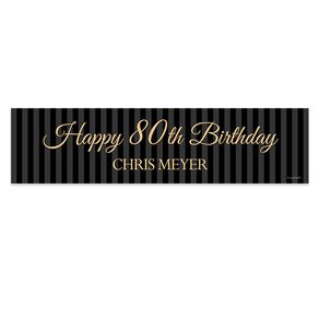Personalized 80th Regal Stripes Birthday 5 Ft. Banner