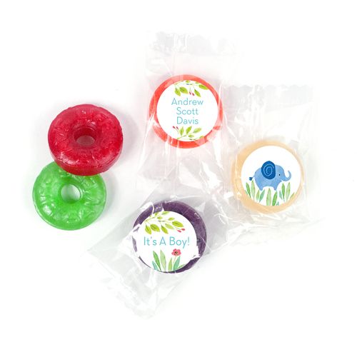 Safari Snuggles Baby Boy Personalized LifeSavers 5 Flavor Hard Candy Assembled