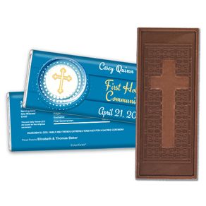 Communion Embossed Cross Chocolate Bar Encircled Cross