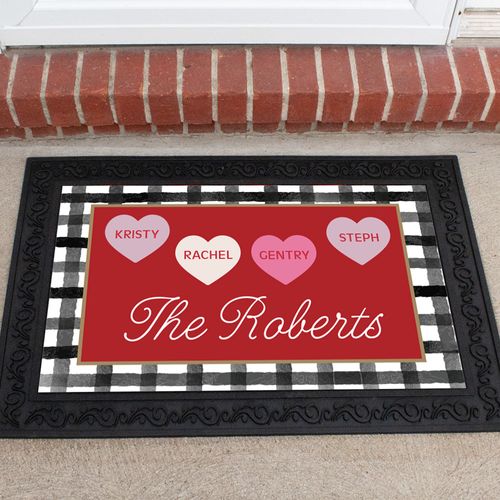 Personalized 18" x 30" Doormat Valentine's Day Family of 4