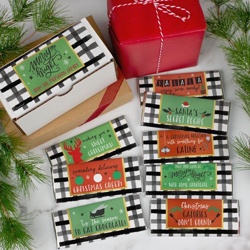 Christmas Cheer Candy Belgian Chocolate Bars Gift Box (8 Pack)