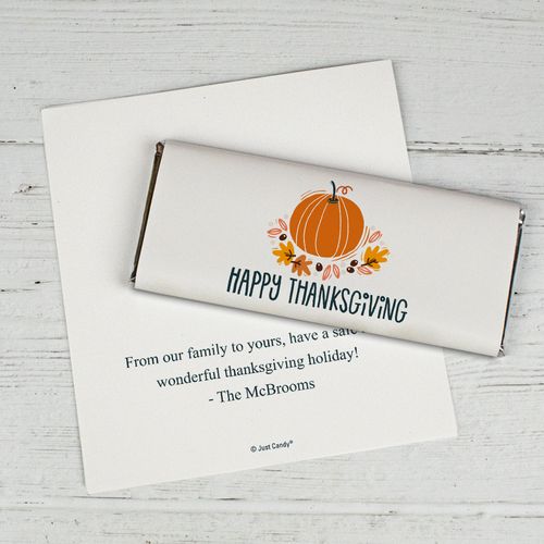 Personalized Thanksgiving Fall Pumpkin Chocolate Bar Wrappers Only