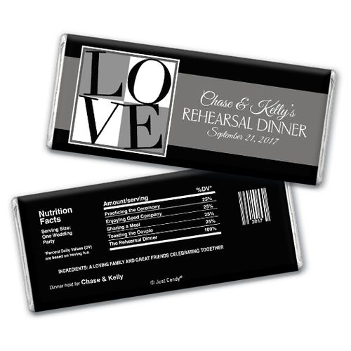 Rehearsal Dinner Love Party Favor Personalized Hershey's Bar Assembled