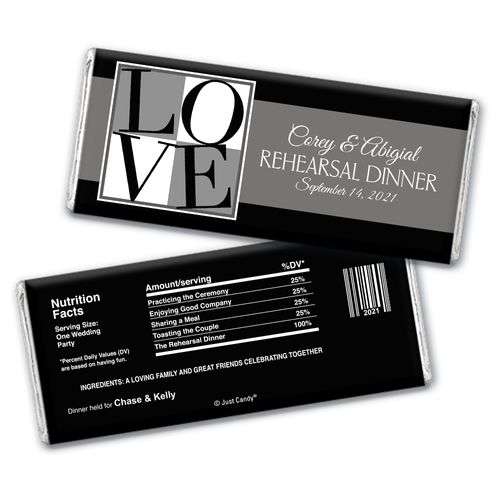 Rehearsal Dinner Love Party Favor Personalized Candy Bar - Wrapper Only
