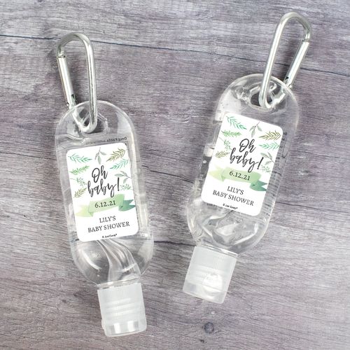 Personalized Baby Shower Oh Baby! Hand Sanitizer with Carabiner - 1 fl. Oz.