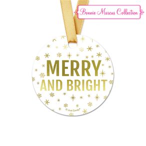 Personalized Christmas Glitter Round Favor Gift Tags (20 Pack)